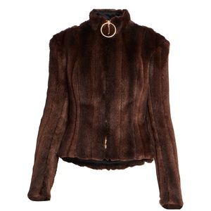 (Sold) Balmain faux fur waist length fur jacket.
